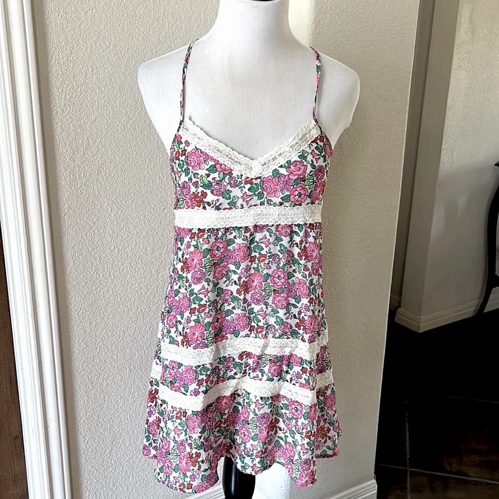 Abercrombie & Fitch Y2K Babydoll 90s Slip Dress Ditsy Floral Small Criss Cross